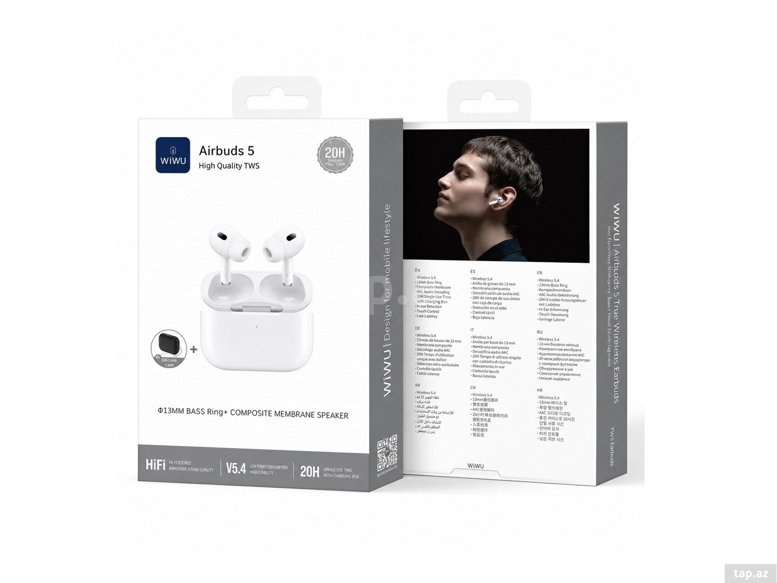 WiWU AirBuds 5 ENC 55315 White – TWS simsiz Bluetooth qulaqcıq — 1