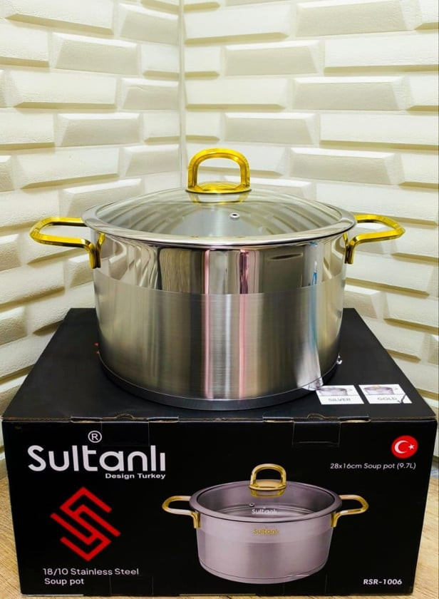 Qazan Sultanlı, paslanmayan polad, gümüşü, 28 sm, 7.7 l — 1