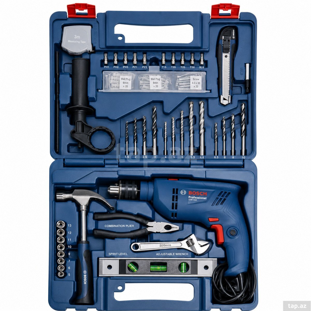 Zərbəli drel dəsti Bosch Professional GSB 600 – 600 Vt, 98 hissəli — 1