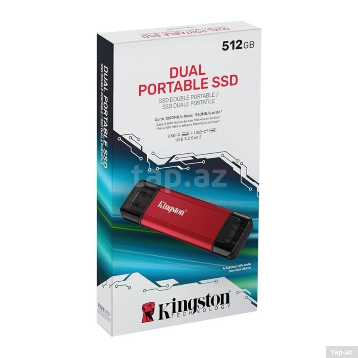 Kingston Dual Portable SSD 1TB USB-A/C USB 3.2 Gen 2 — 1