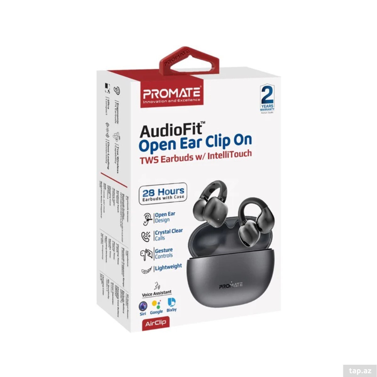Promate AirClip.Black AudioFit open ear clip-on TWS earbuds — 1
