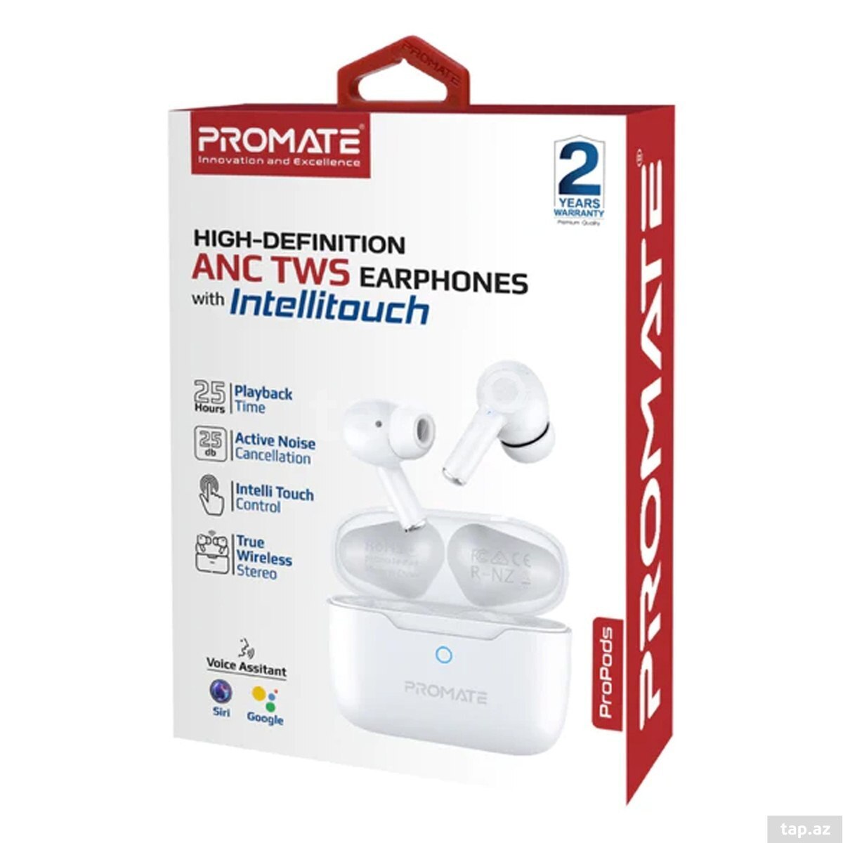 Promate ProPods white ANC TWS simsiz qulaqlıq — 1