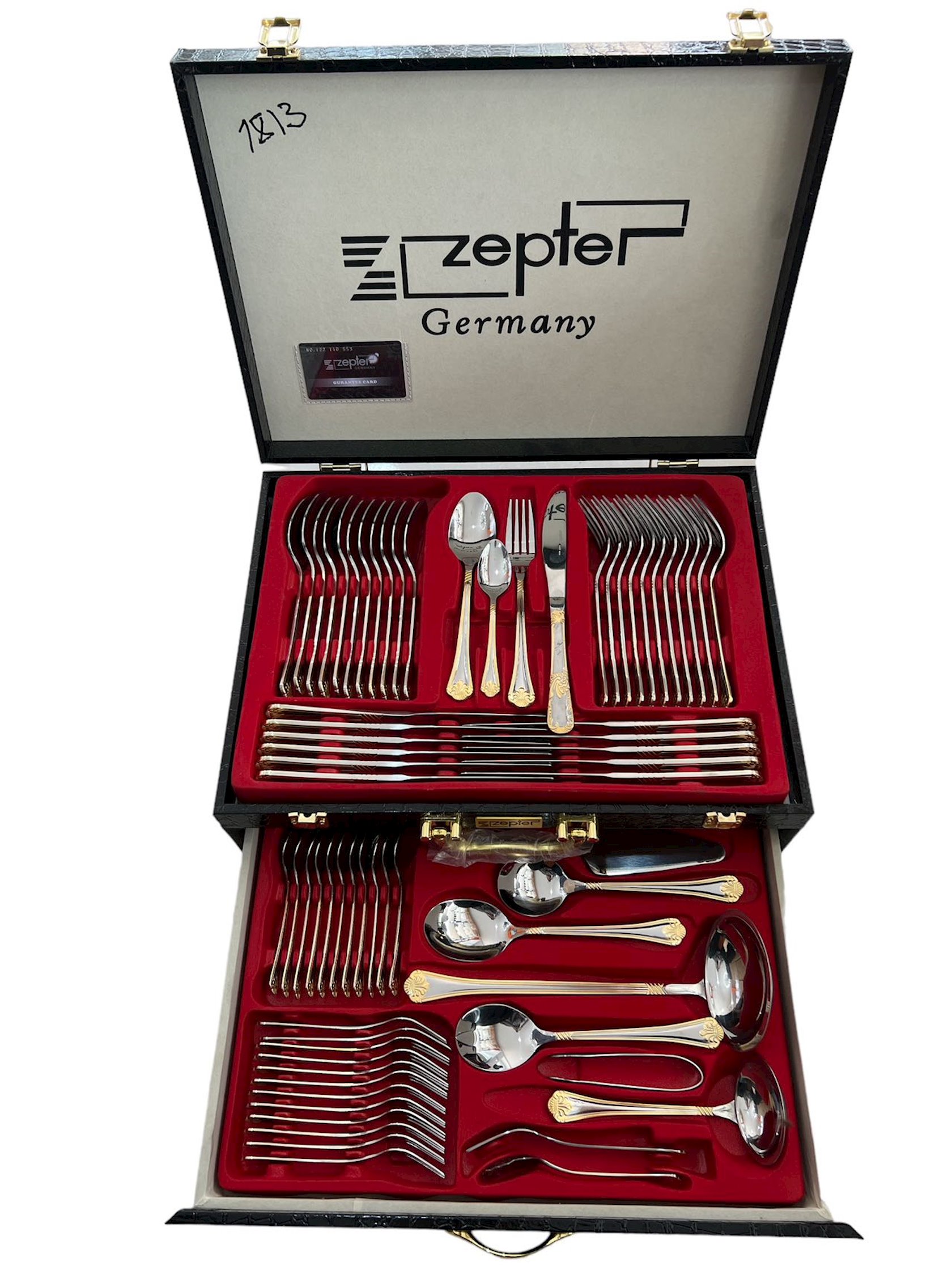 Süfrə ləvazimatları dəsti Zepter ZGH 00233, 72 parça, paslanmayan polad, gümüşü/qızılı — 1