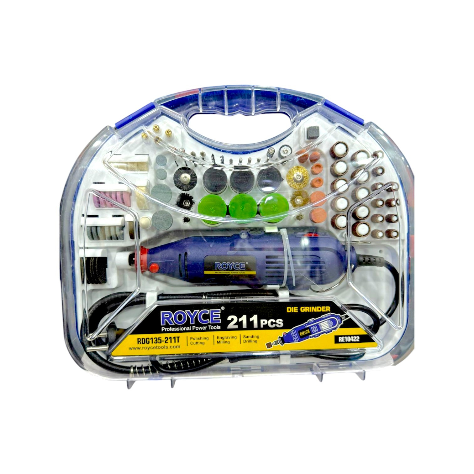 Çoxfunksiyalı bormaşın dəsti Royce RDG135-211T, 211 parça - Royce_RDG135-211T — 1