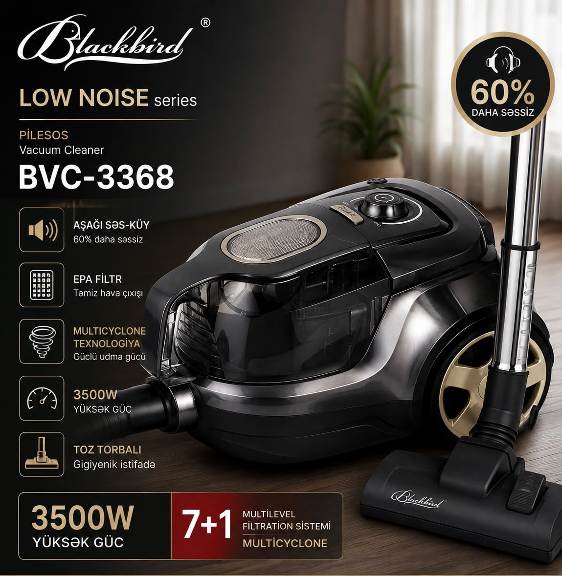 Tozsoran Blackbird BVC-3368, 3500 Vt, Quru, Torba, 3 L — 1