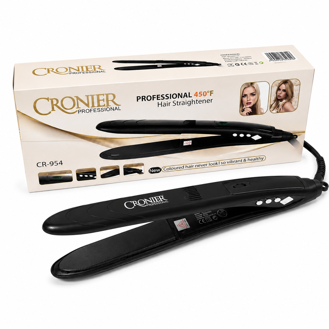 Saç düzləşdirici Cronier CR-954, 55W, qara. — 1