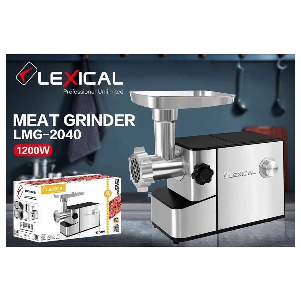 Ətçəkən maşın Lexcial LMG-2040, əks funksiya, paslanmayan polad korpus, tam metal dişlər, 3 üyütmə lövhəsi, kibbeh üçün uyğundur - LMG-2040 — 1