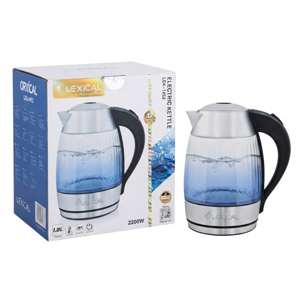 Elektrik çaydan Lexical LEK-1452, 1.8 L, gümüşü/şəffaf — 1