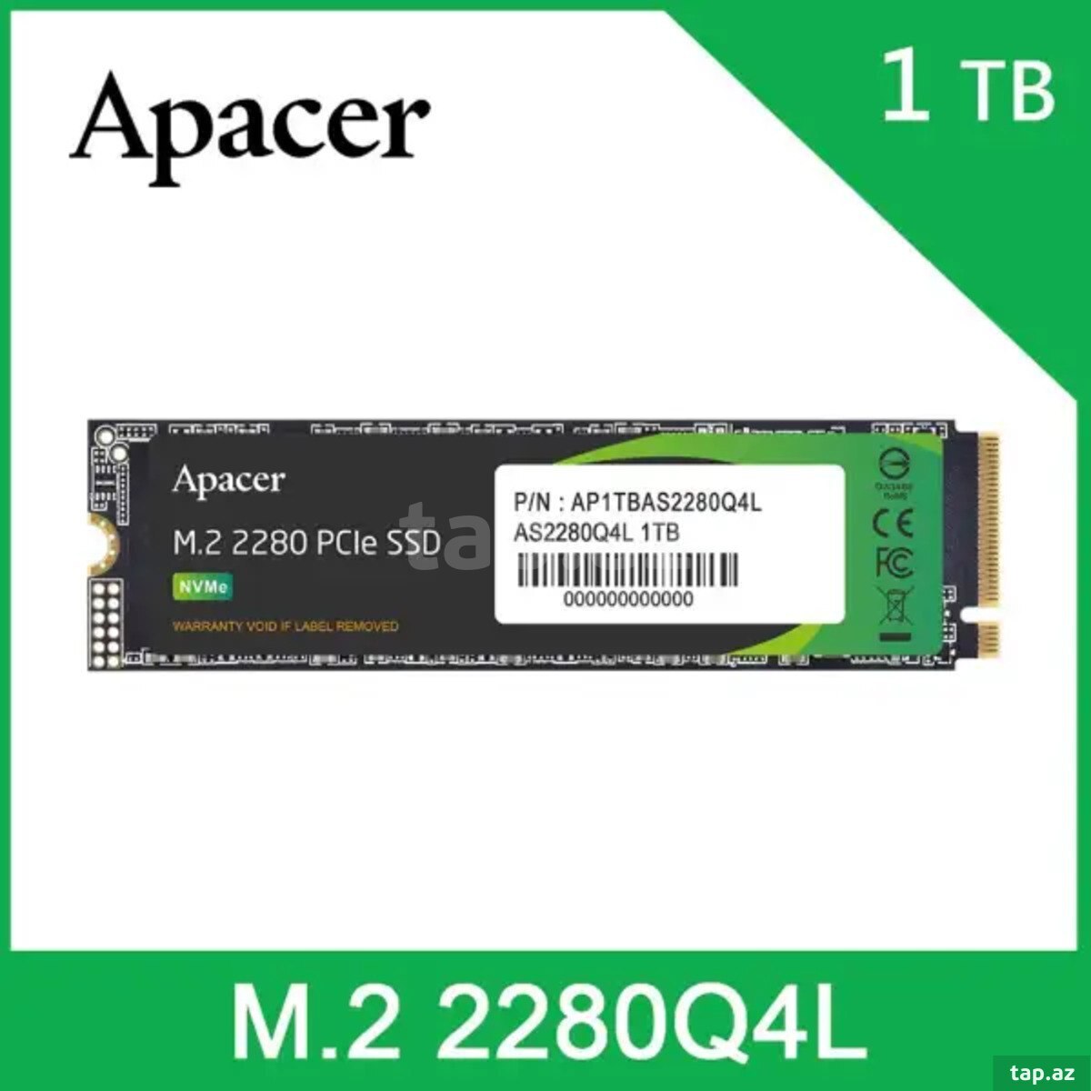 SSD Apacer AS2280Q4L 1TB M.2 NVMe (AP1TBAS2280Q4L-1) — 1