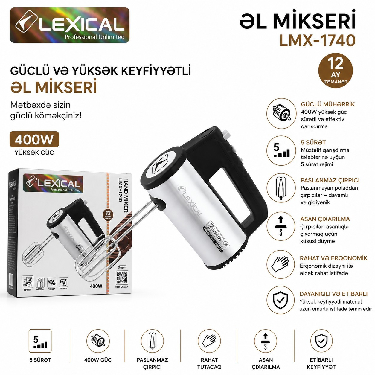 Mikser Lexical LMX-1740 400W Silver — 1