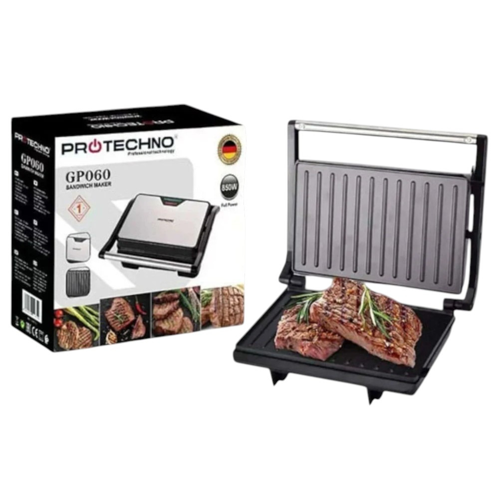 Sendviç cihazı ProTechno PR-P060, 850 Vt, dəmir, qara/boz — 1