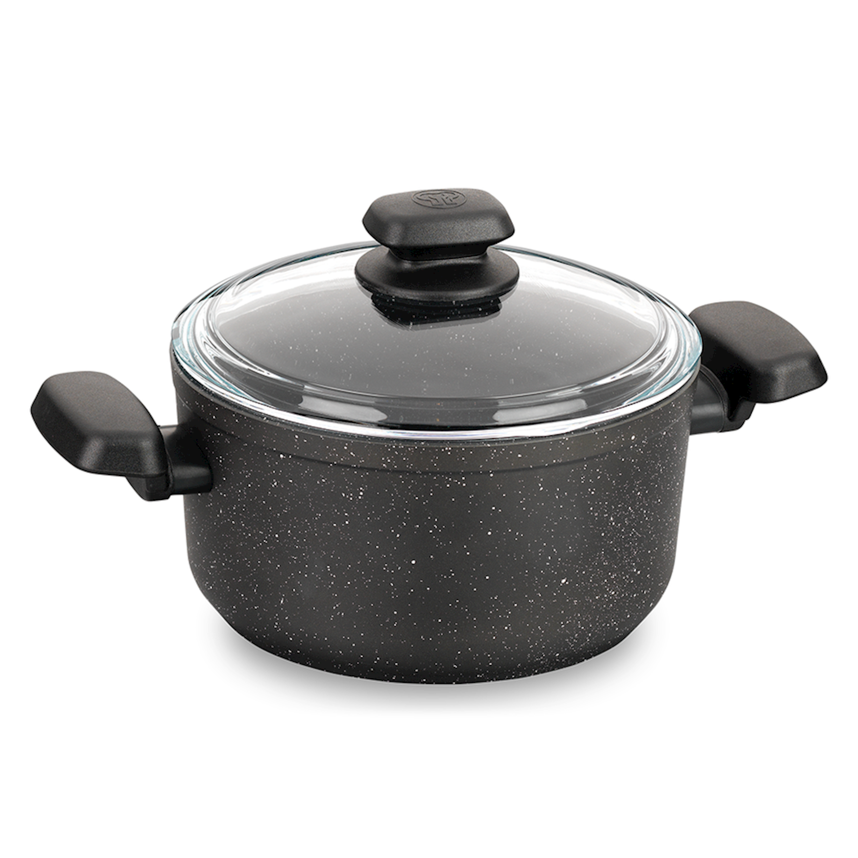 Qazan Korkmaz Ornella A1343, 14.5 sm, 8 l, 28 sm, alüminium, qapaqlı, iki tutacaqlı, qara — 1