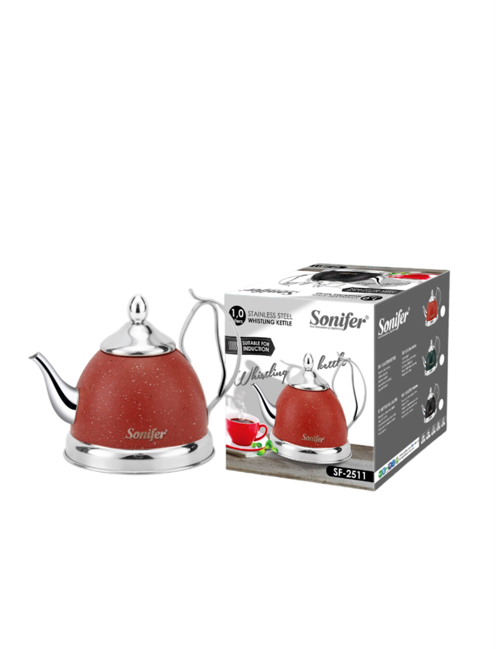 Çaydan Sonifer SF-2511, paslanmayan polad, qırmızı, 1 l — 1