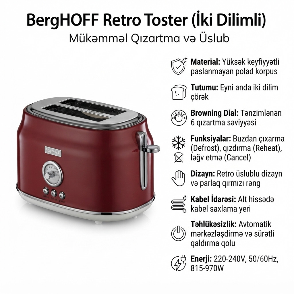 Toster BergHoff Retro, 970 Vt — 1