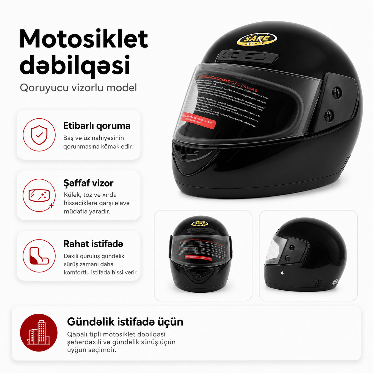 Motosiklet dəbilqəsi Qara rəng — 1