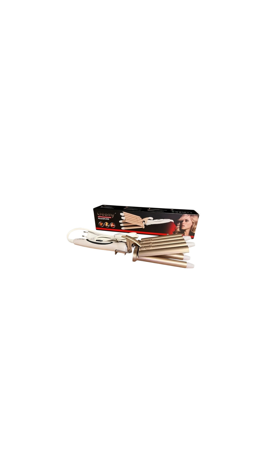 Üçbaşlı saç dalğalandırıcı Geemy GM-2932 YT25-535 60 W qızılı. — 1