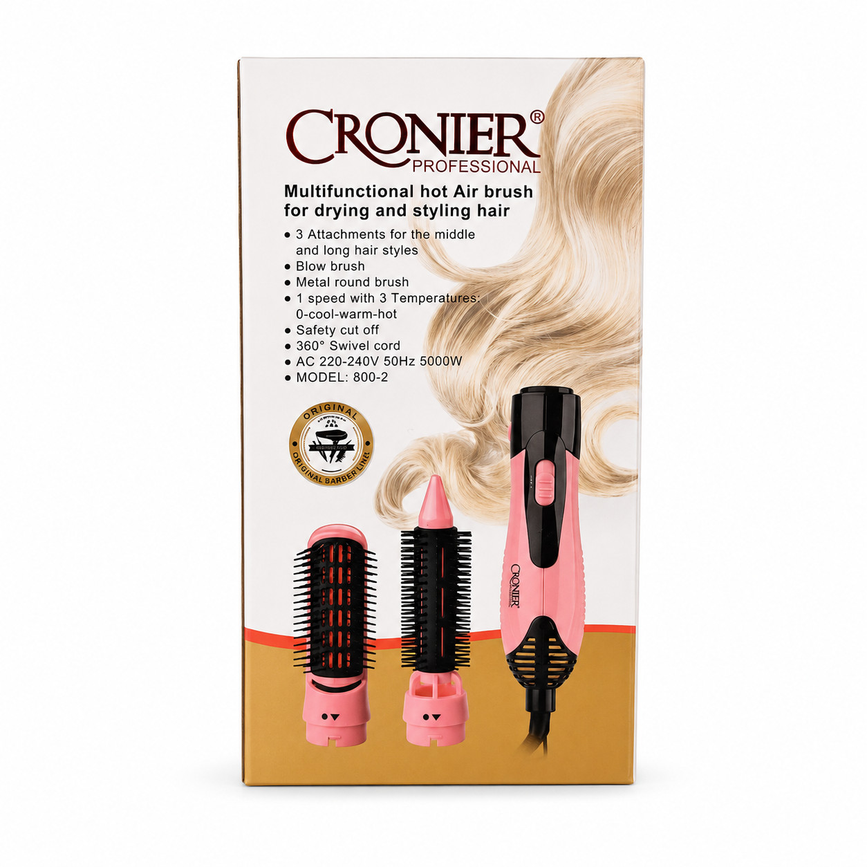 Fen-fırça Cronier Professional CR-800-2, 5000 Vt, çəhrayı — 1