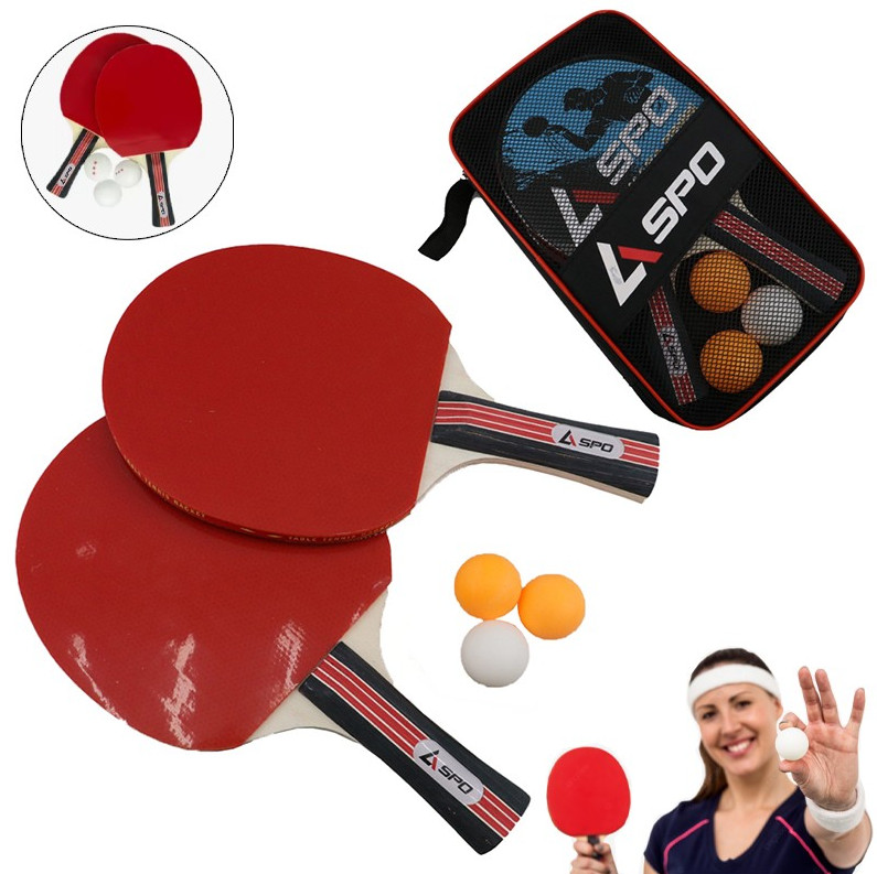 Stolüstü tennis dəsti Aspo, 2 raketka/3 top, qırmızı — 1