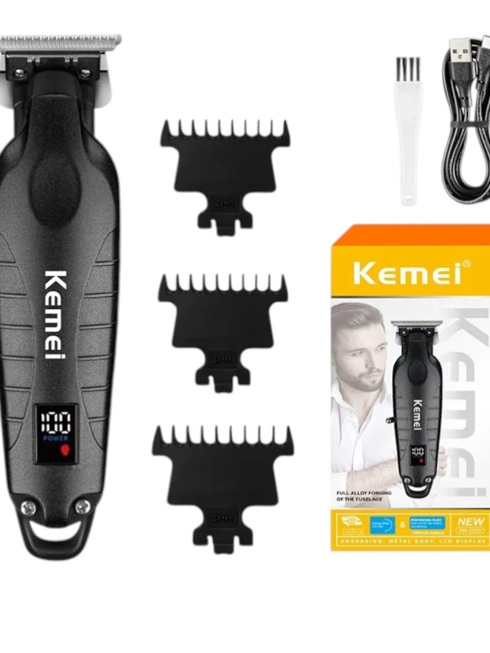 Saç qırxan maşın Kemei KM-2293, 10 W, 1200 mAh, Black — 1