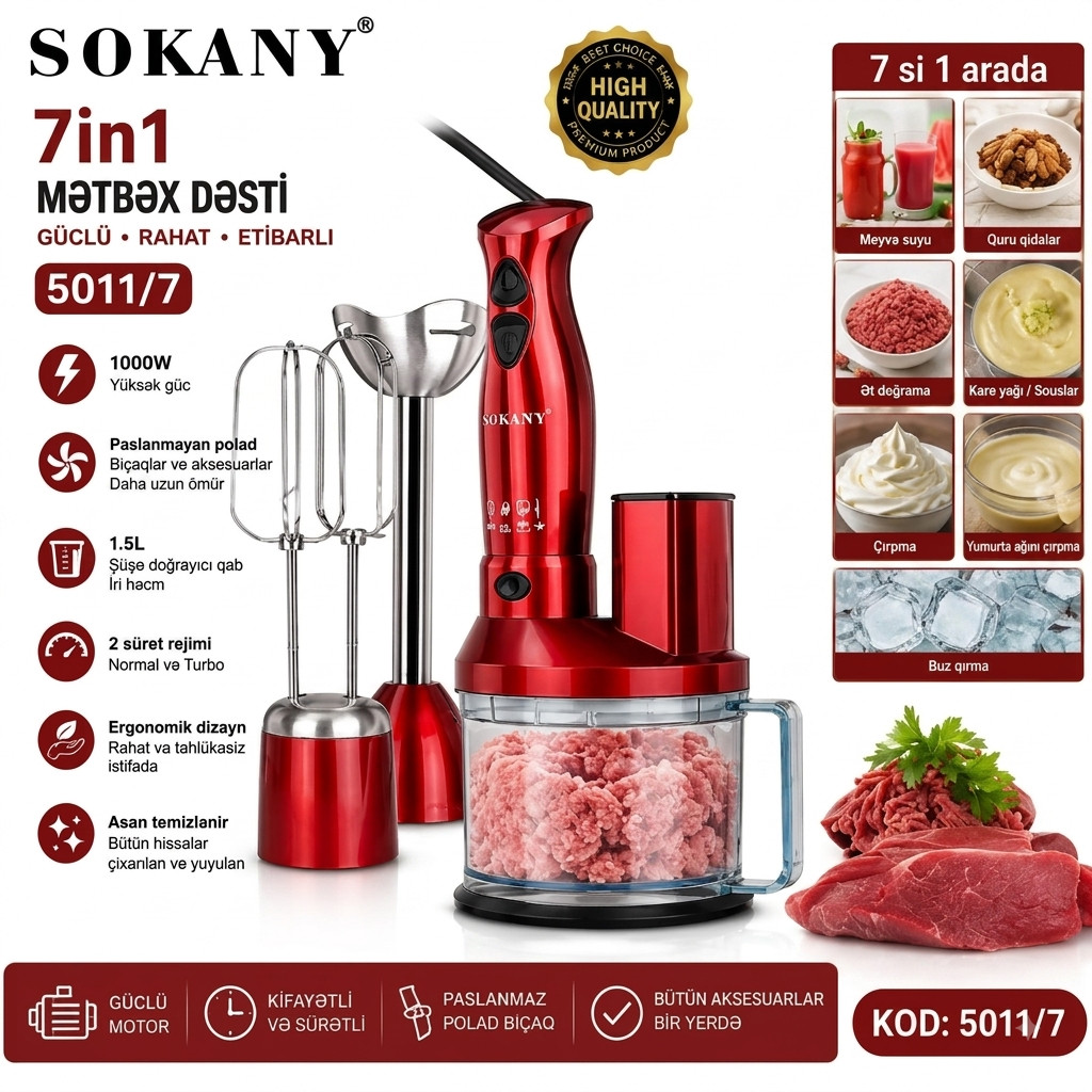Blender Sokany 5011/7 1000 W 1.5 l qırmızı — 1