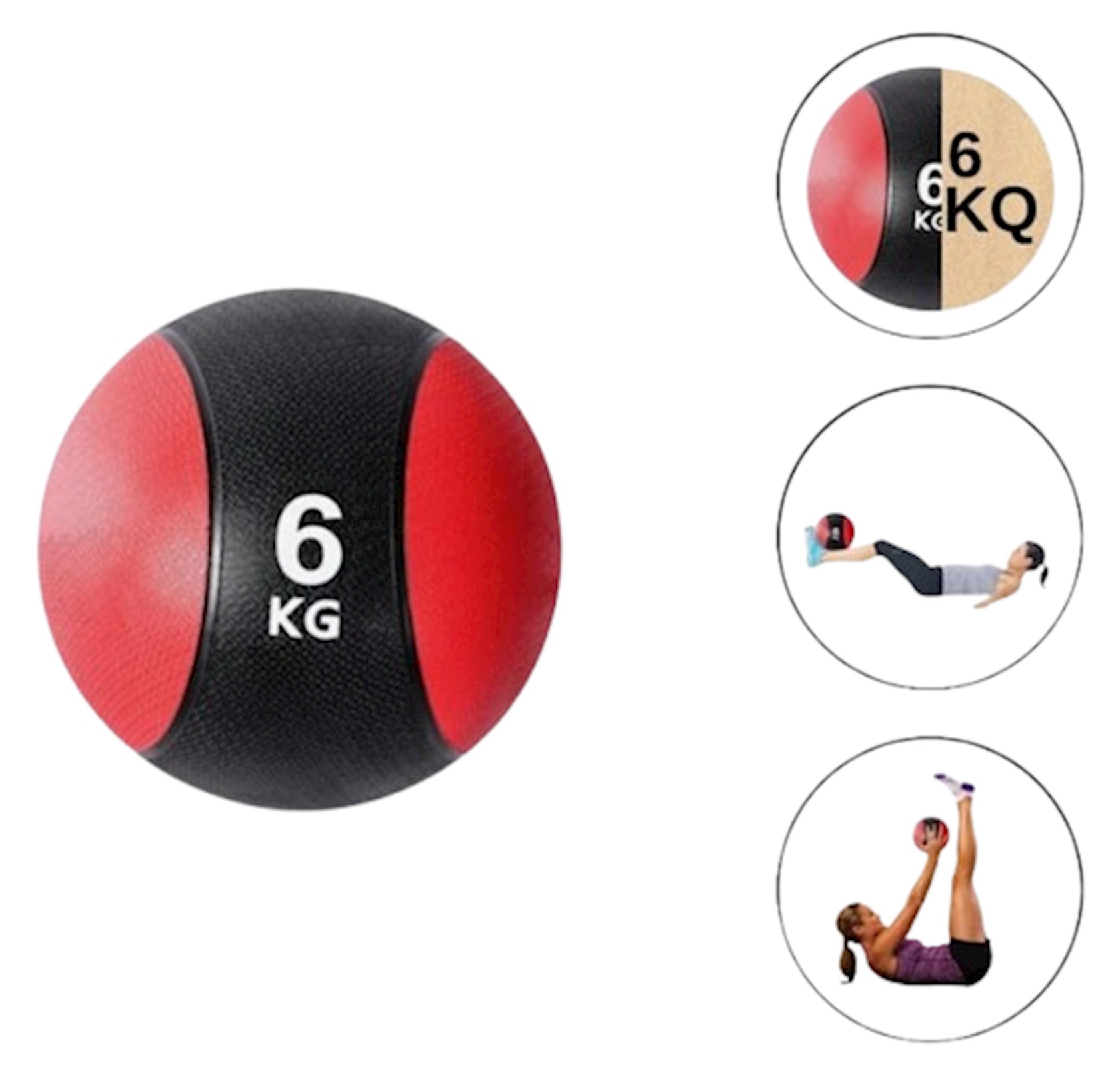 Tibbi top 323a_394481562, 6 kq, qırmızı/qara — 1