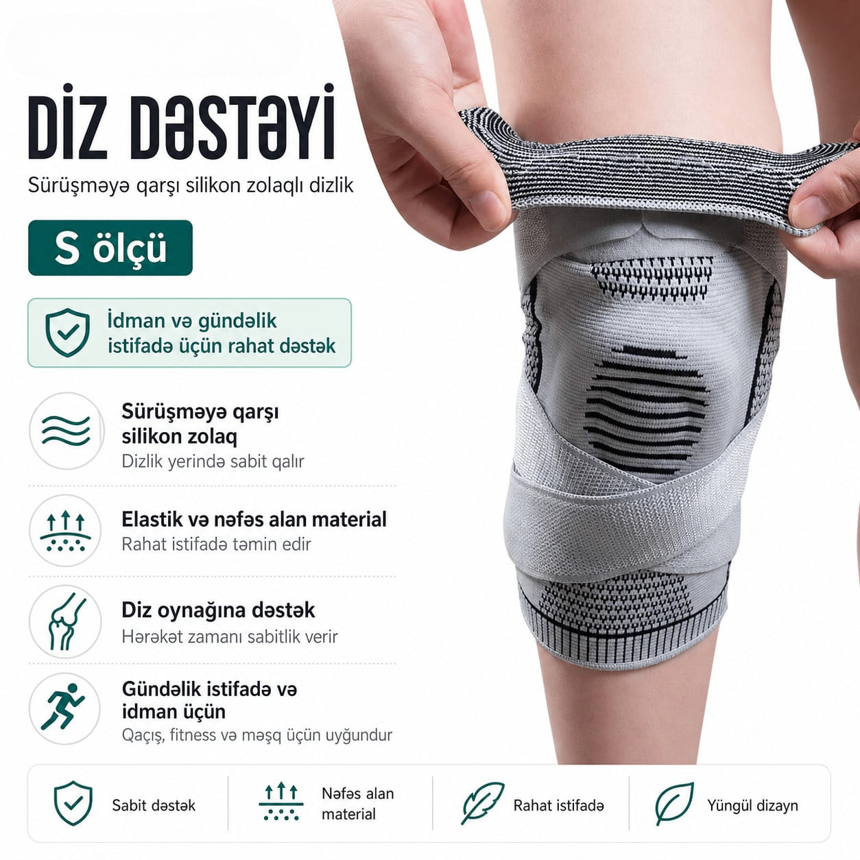 Diz qoruyucusu, boz, ölçü S, 1 əd — 1