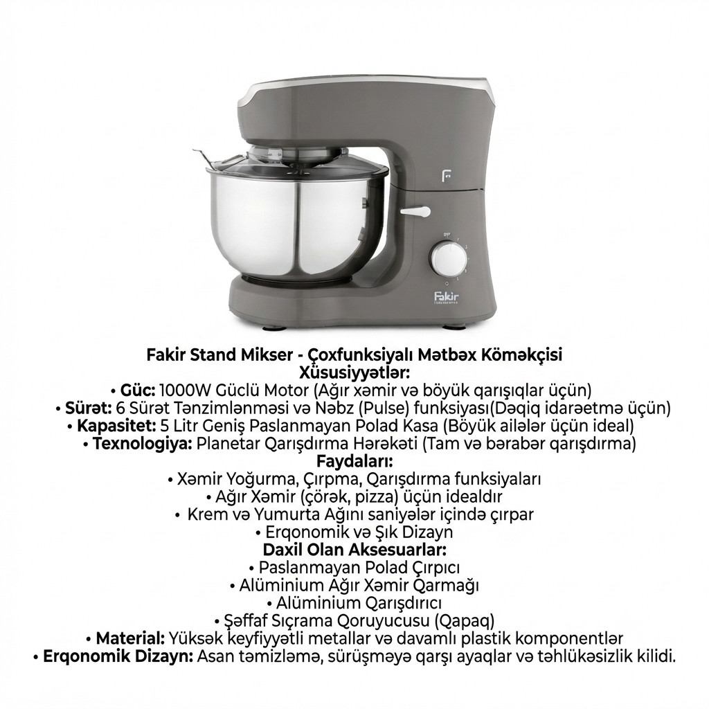 Stasionar mikser Fakir 1000 W 6 sürətli. — 1