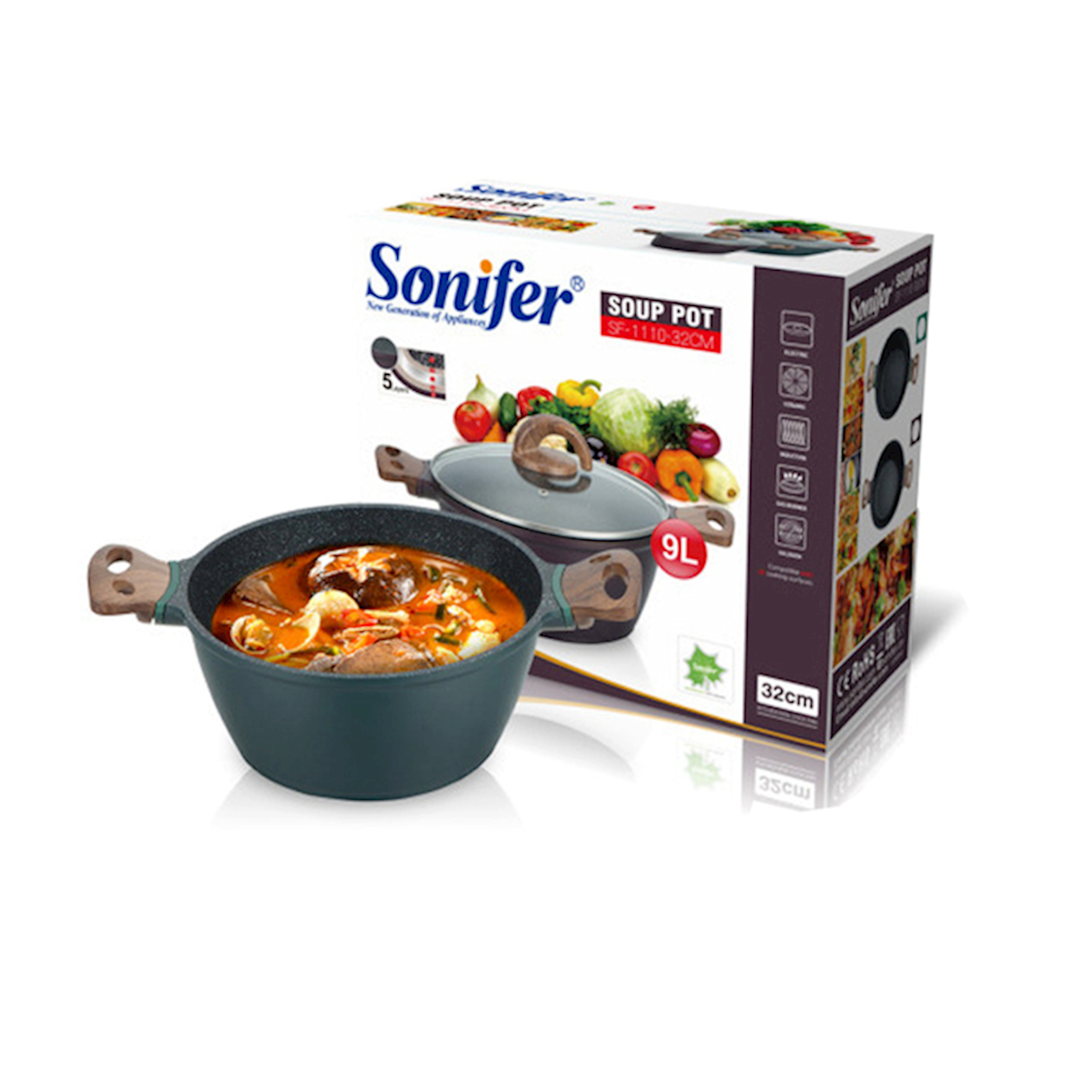 Qazan Sonifer SF-1110, 32 sm, yaşıl — 1