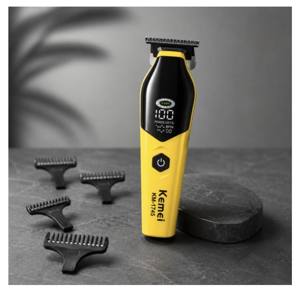 Saç kəsimi üçün trimmer Kemei KM-1745, qara/sarı — 1