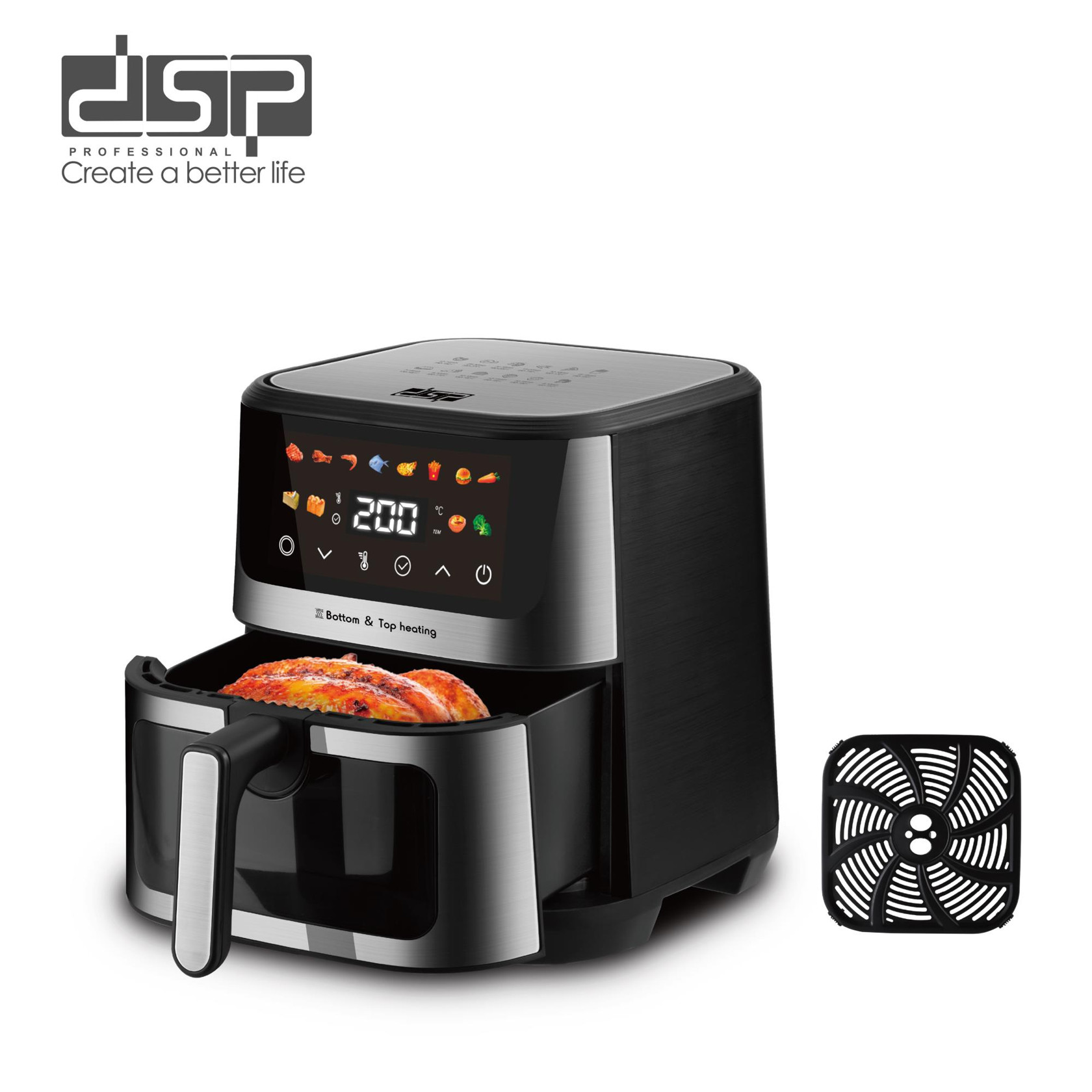 Aerofritür DSP KB2173 LRD 9 l 1600 W qara — 1