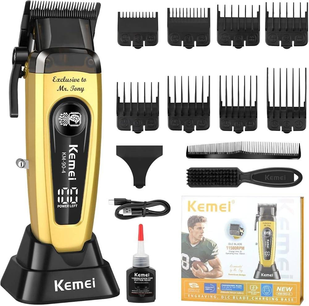 Saç qırxan maşın Kemei KM-904 Professional DLC bıçaq, 11500 RPM, şarjlı stand - KEMEI KM-90-4 GS — 1