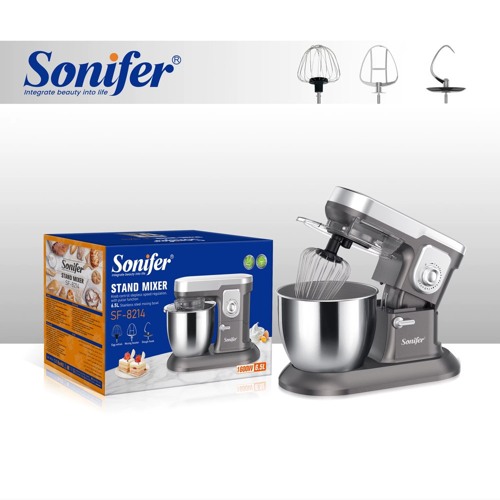 Mikser Sonifer SF-8214 (40), planetar, 1600 Vt, 10 sürət, boz — 1