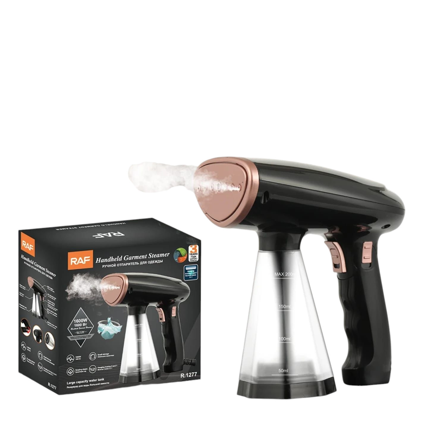 Geyim buxarlayıcısı RAF R.1277 1600W Black — 1