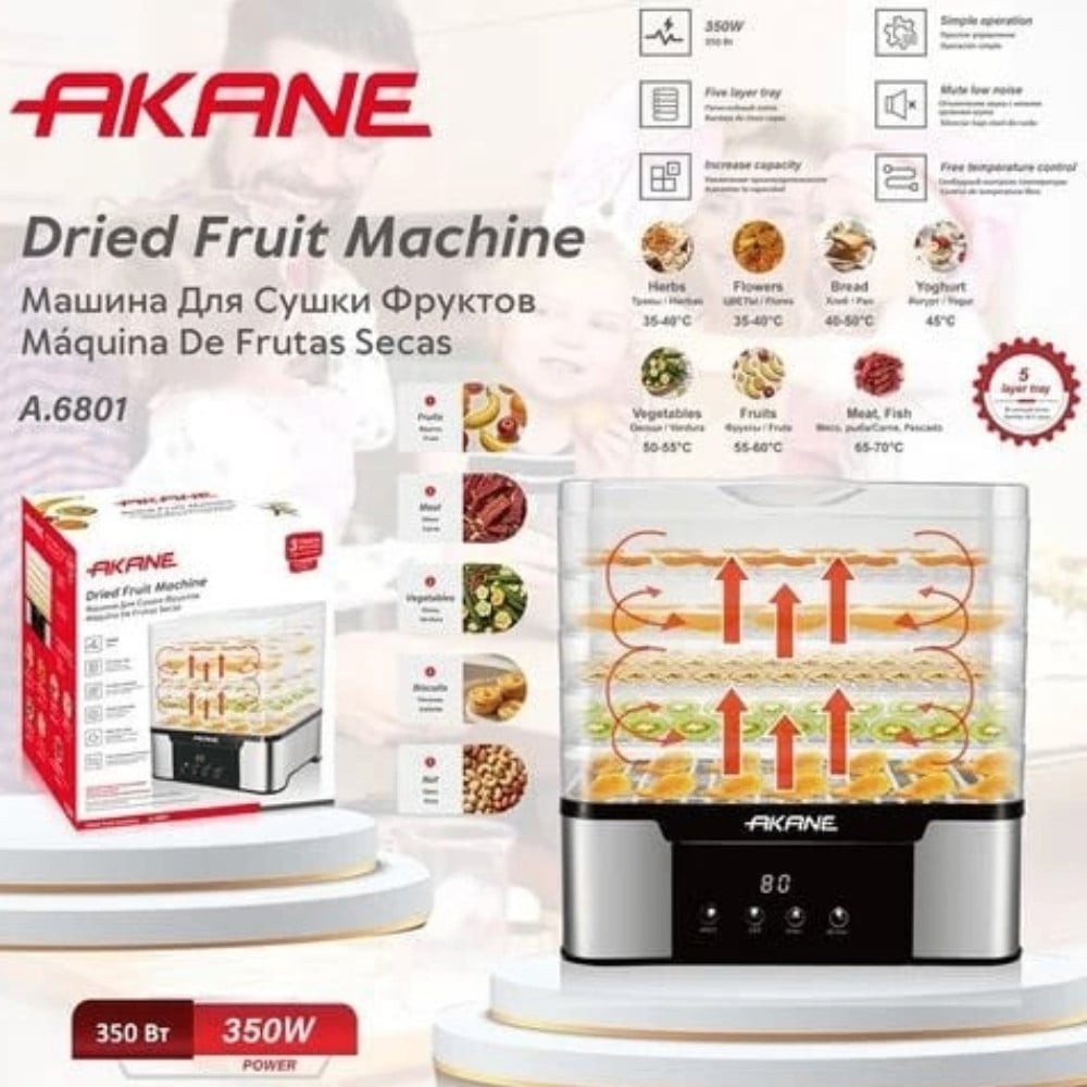 Meyvə və tərəvəz üçün quruducu Akane A.6801, 350 W, 5 bölmə — 1
