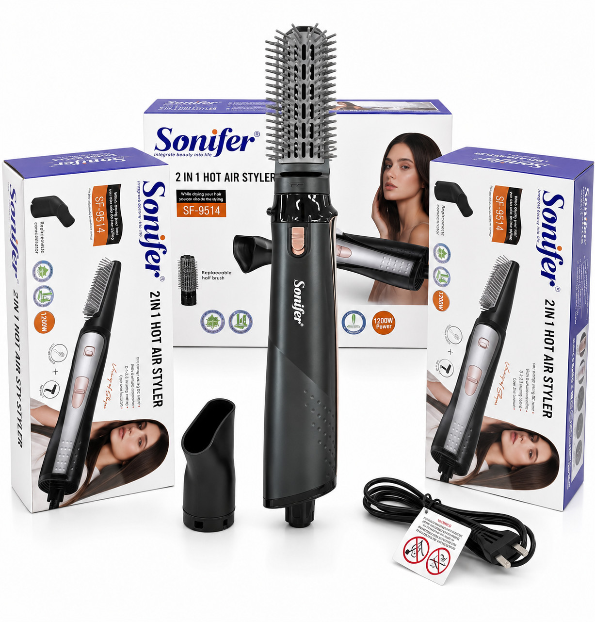 Fen-fırça Sonifer SF-9514 1200 W qara — 1