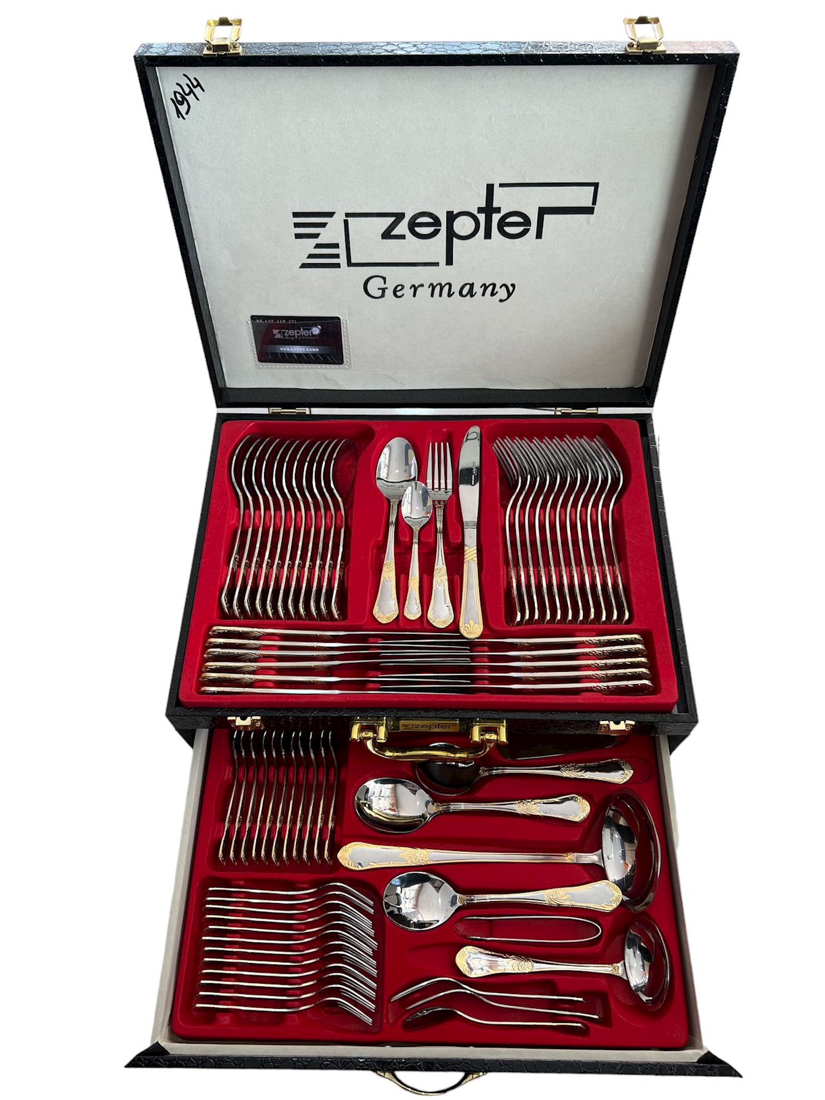 Süfrə ləvazimatları dəsti Zepter ZGH 00232, 72 parça, paslanmayan polad, gümüşü/qızılı — 1