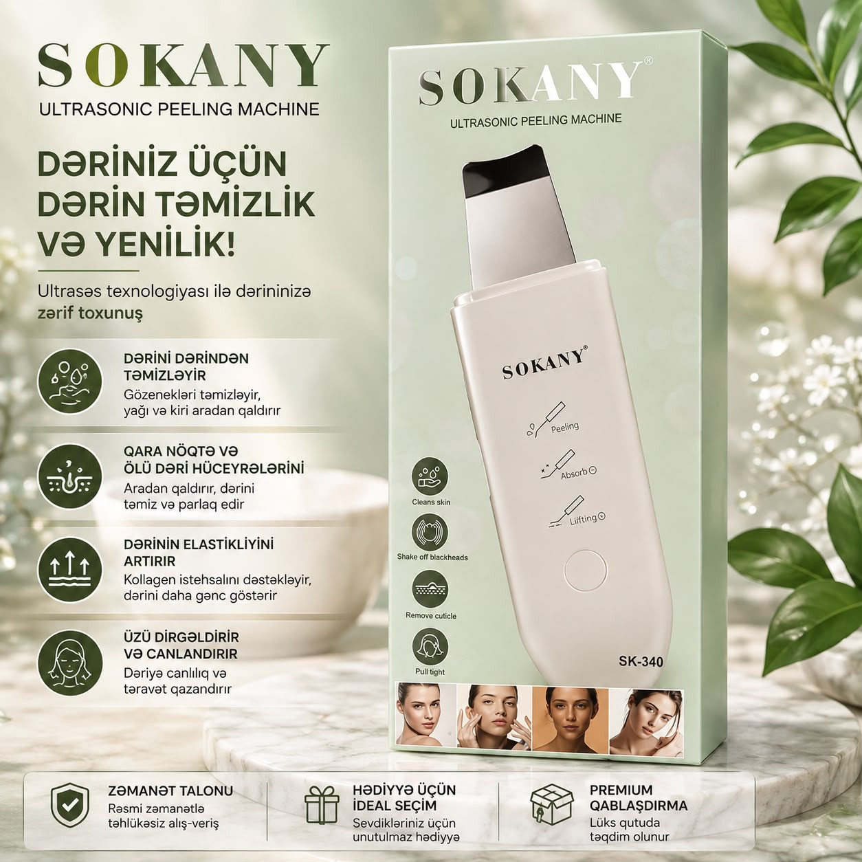 Üzə qulluq üçün cihaz Sokany Ultrasonic Peeling Machine SK-340, Təmizləmə, Ultrasəs — 1