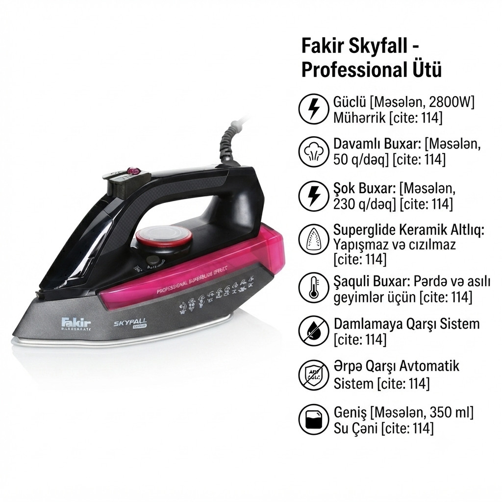 Ütü Fakir Skyfall 2800 W qara-bordo. — 1