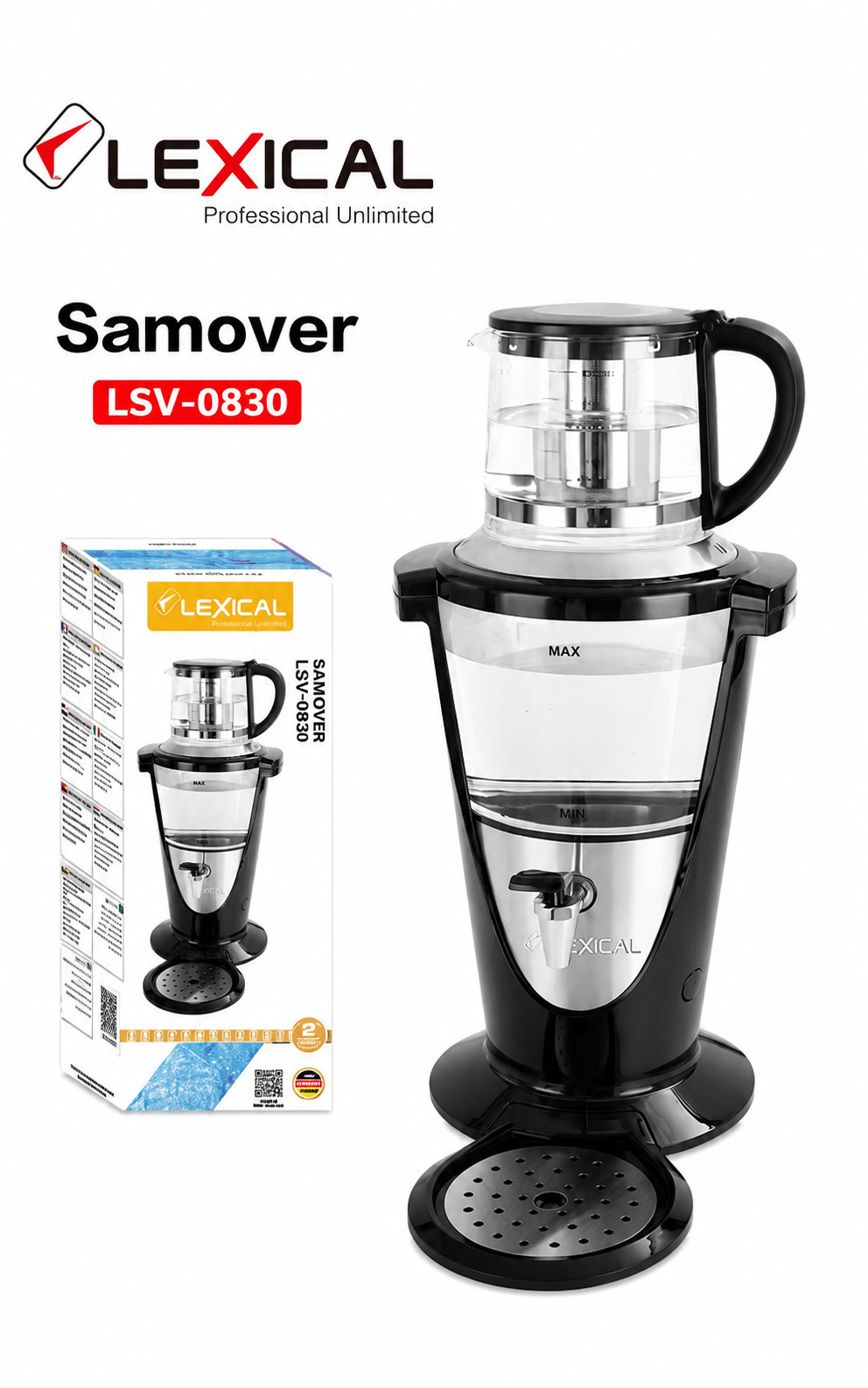 Elektrik çaydanı və dəm çaydanı Lexical RS-LSV-0830 2.6 l 1500 W qara — 1
