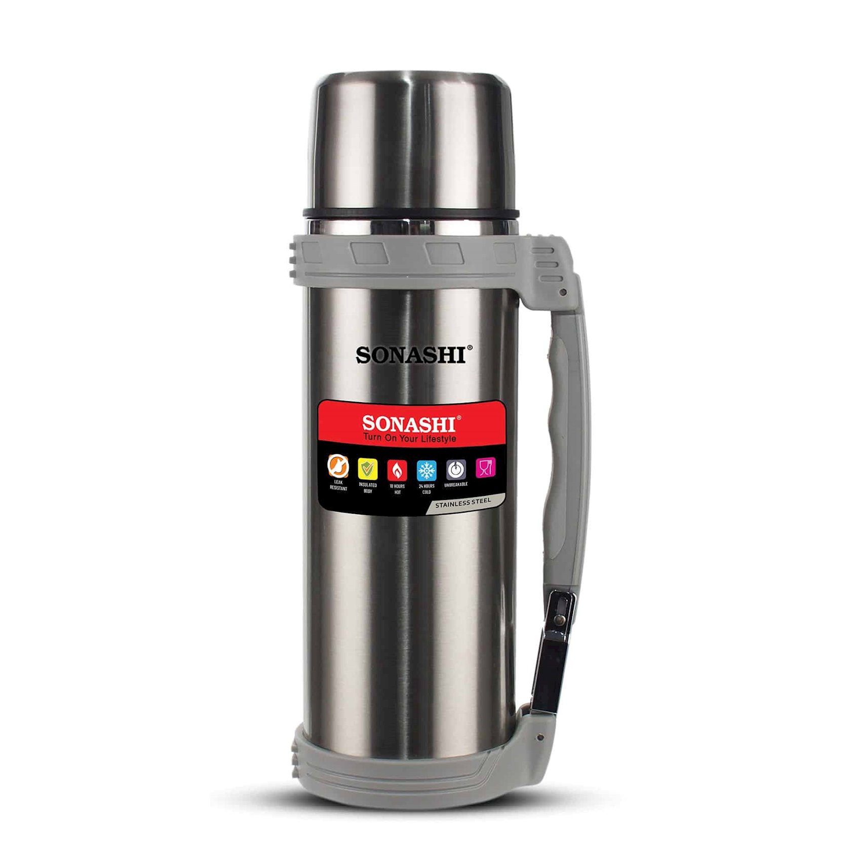 Termos Sonashi SVF-1200, paslanmayan polad, gümüşü — 1