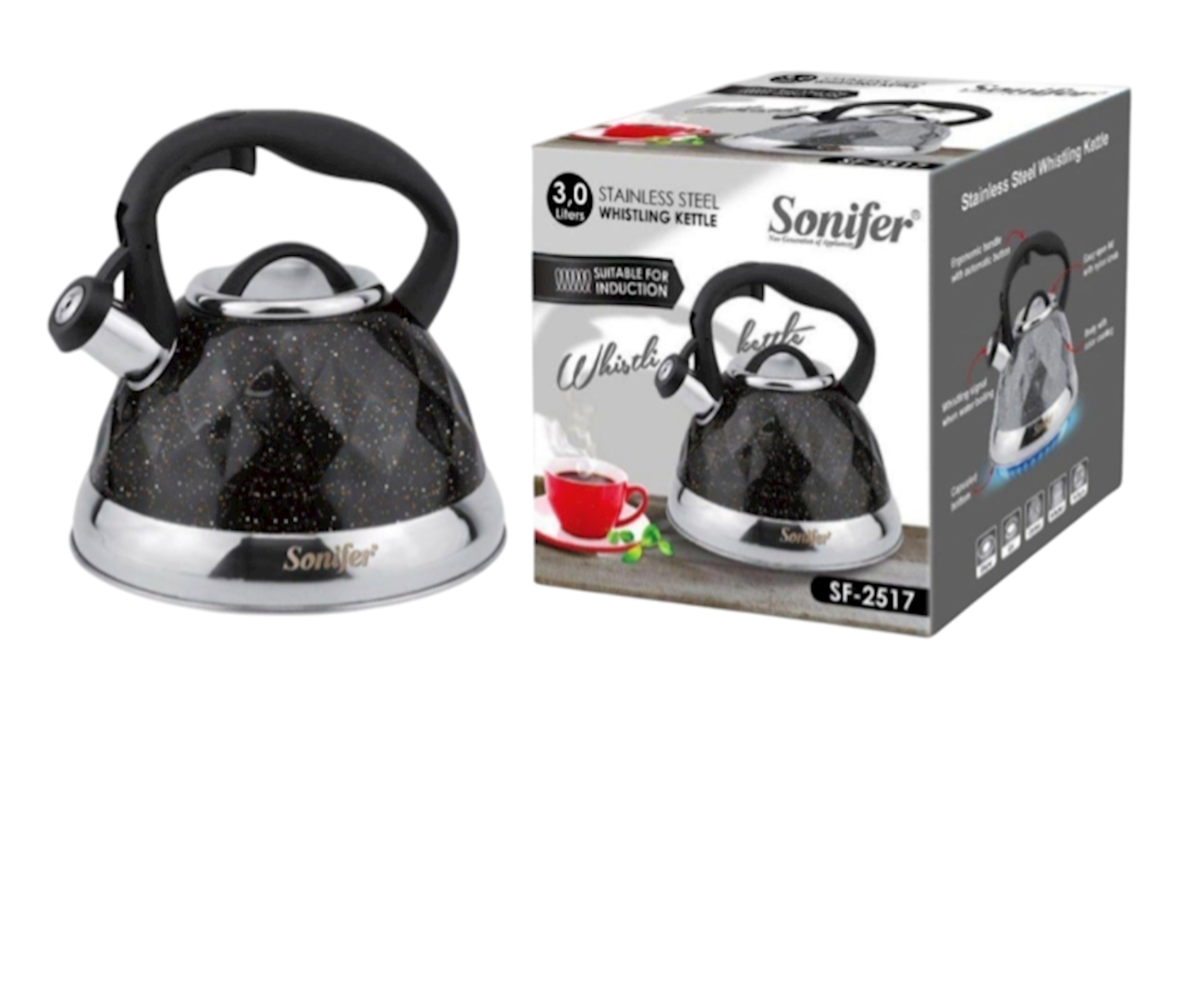 Çaydan Sonifer SF-2517, paslanmayan polad, qara, 3 l — 1