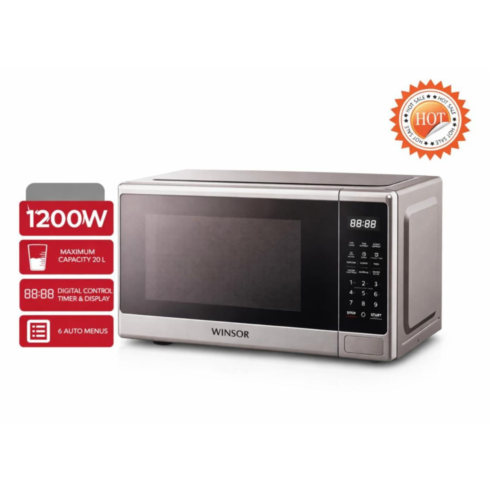 Mikrodalğalı soba Winsor AA-770850 20l 1200Vt Boz Ekran - AA-770850 — 1