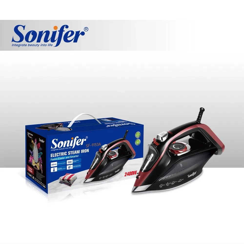 Ütü Sonifer SF-9153A (42), keramika, 2400 Vt, qara/qırmızı — 1