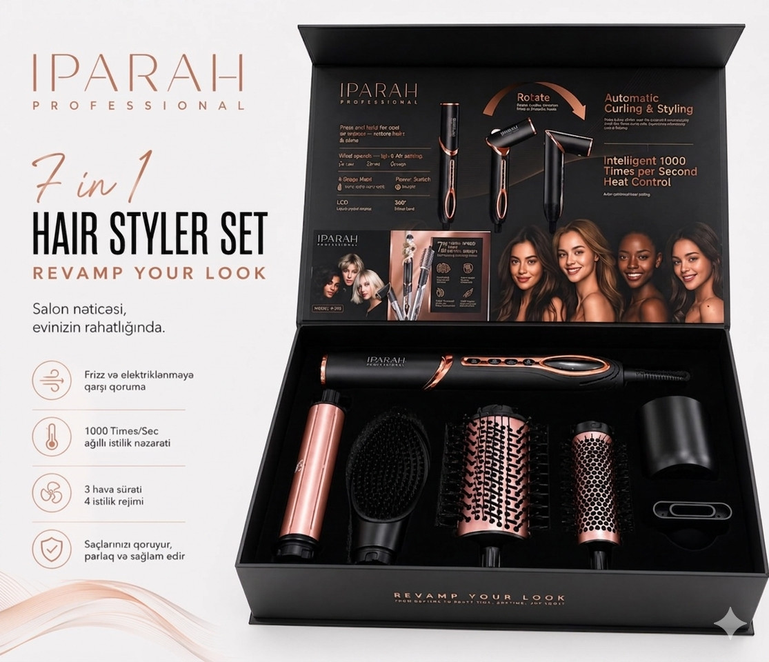 Saç üçün stayler Iparah P-510, qara/çəhrayı — 1