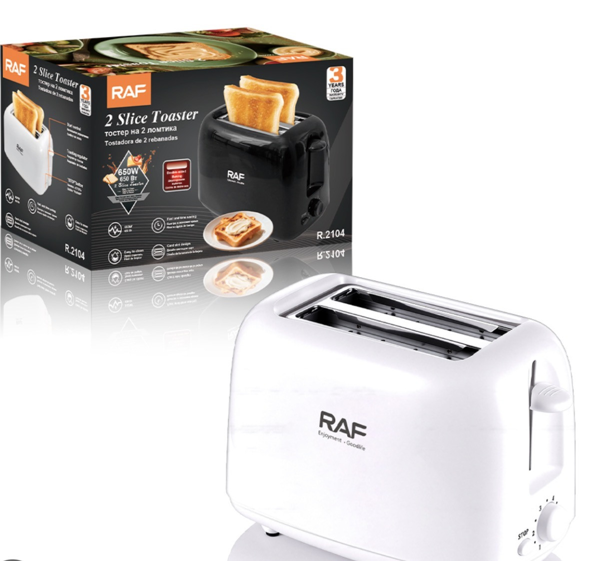 Toster RAF R.2104, Məişət, 2 bölmə, 2 tost, 650 Vt — 1