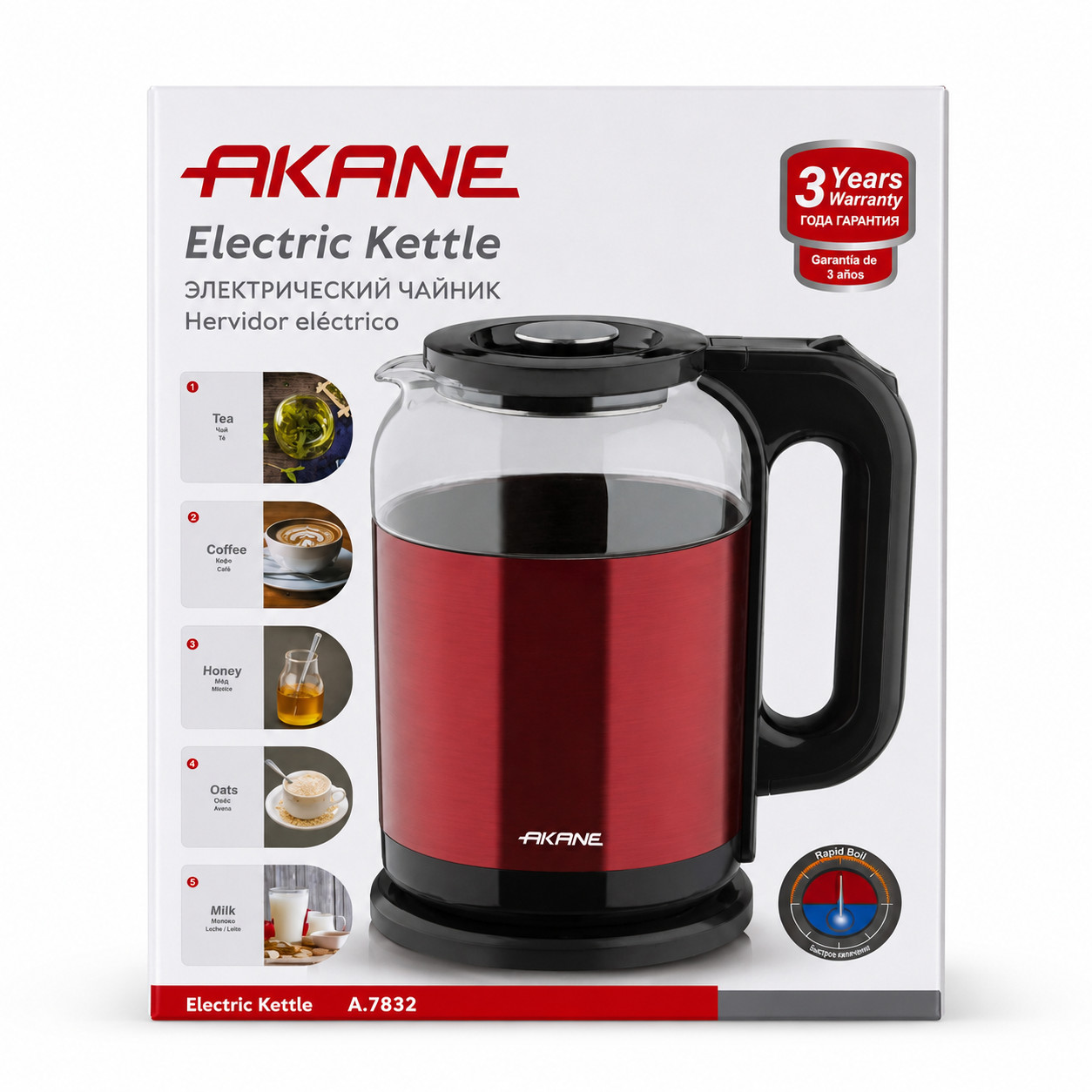 Elektrik çaydan Akane A.7832 qırmızı şüşə — 1