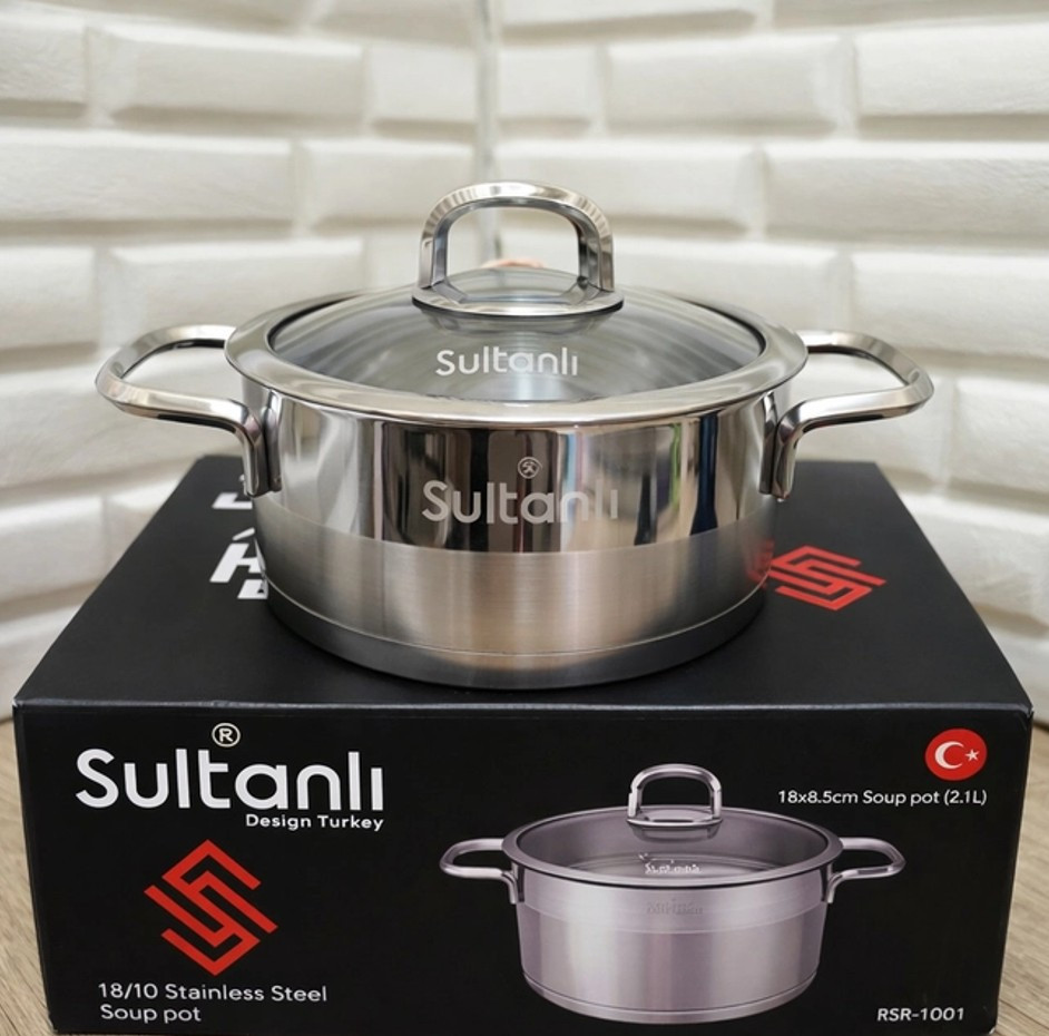 Qazan Sultanlı, paslanmayan polad, gümüşü, 2.1 l, 18 sm — 1