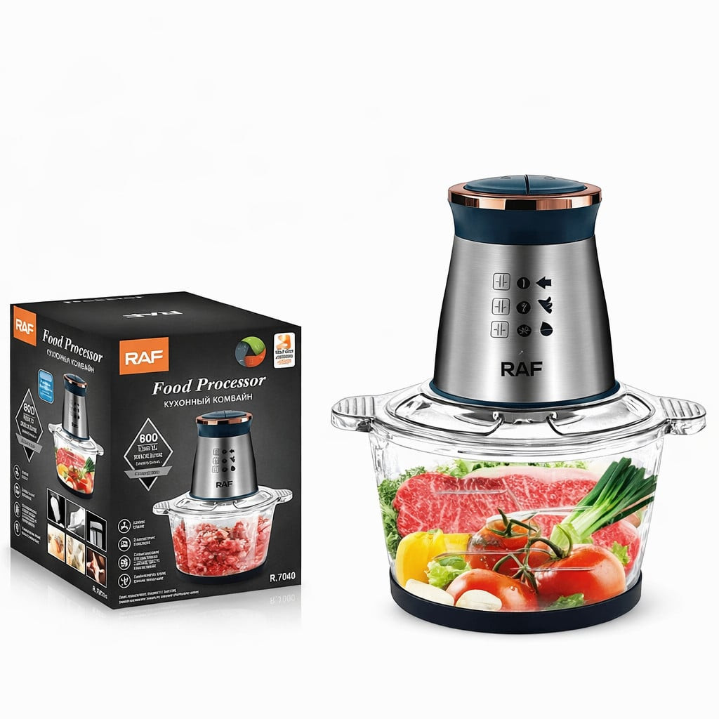 Doğrayıcı RAF R.7040 800W 2 l şüşə qab 4 bıçaq 2 sürət rejimi — 1