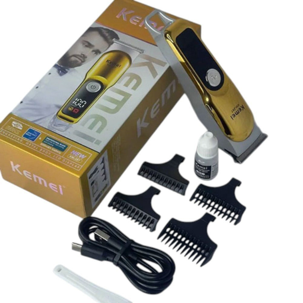 Saç qırxan maşın Kemei KM-287, qızılı rəngdə, metal korpuslu, simsiz - kemeiyusif12 — 1