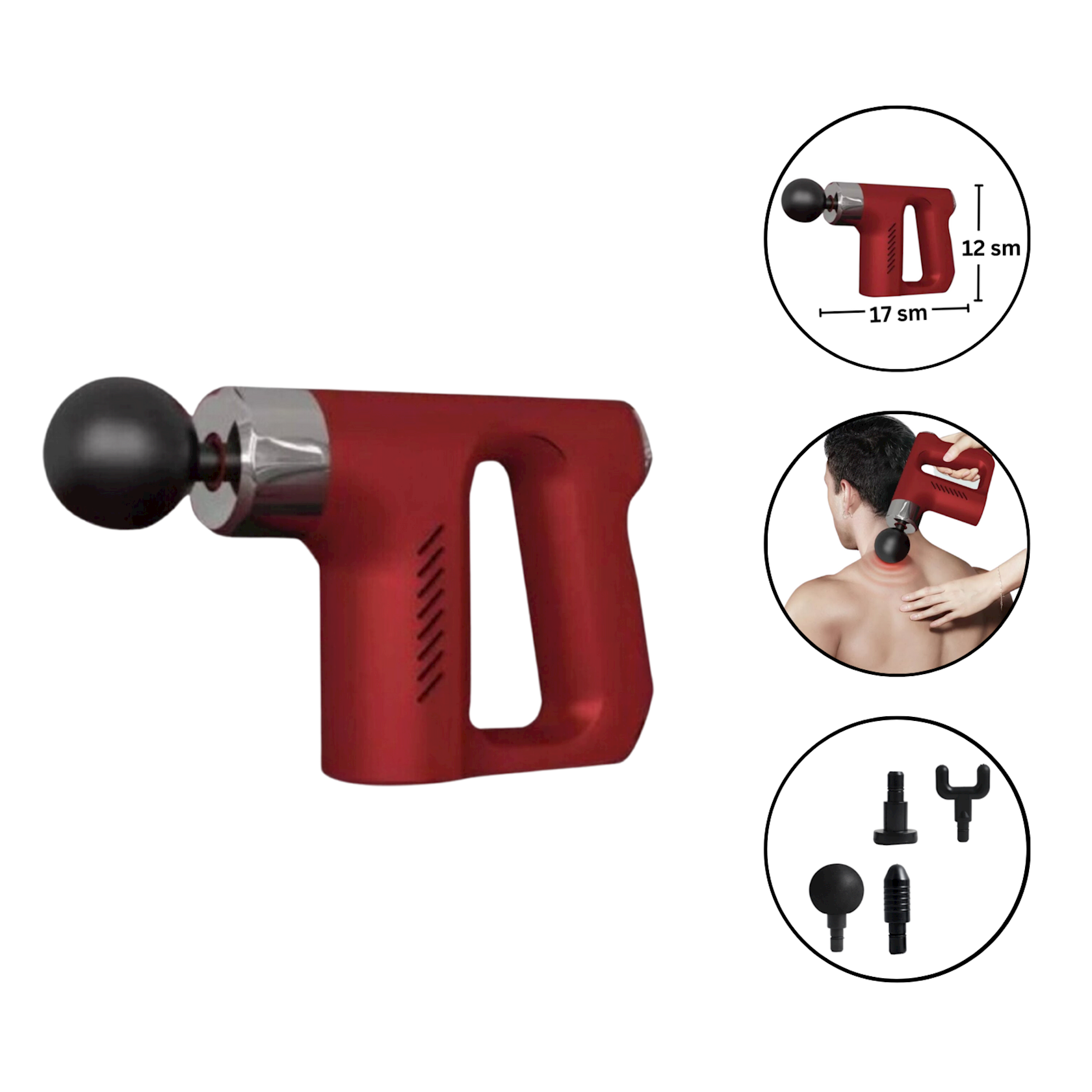 Bədən üçün masajor Fascial Gun KH-740 2093 Red — 1